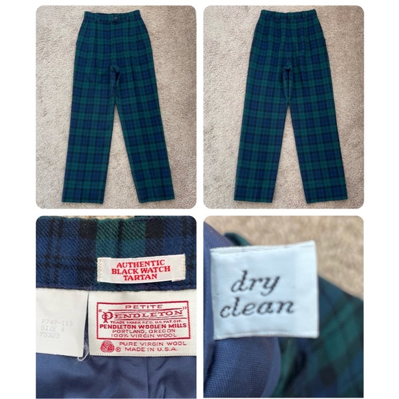 Pendleton Vintage 1980’s Black Watch Tartan Plaid Pleated Trouser Pants Size 4 - Picture 10 of 16